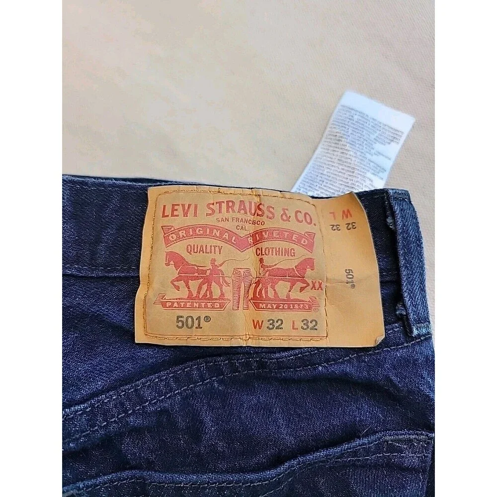Levis Mens 501 30x30 * Jeans Straight Button Fly‎ Mid Rise Cotton Dark Blue
